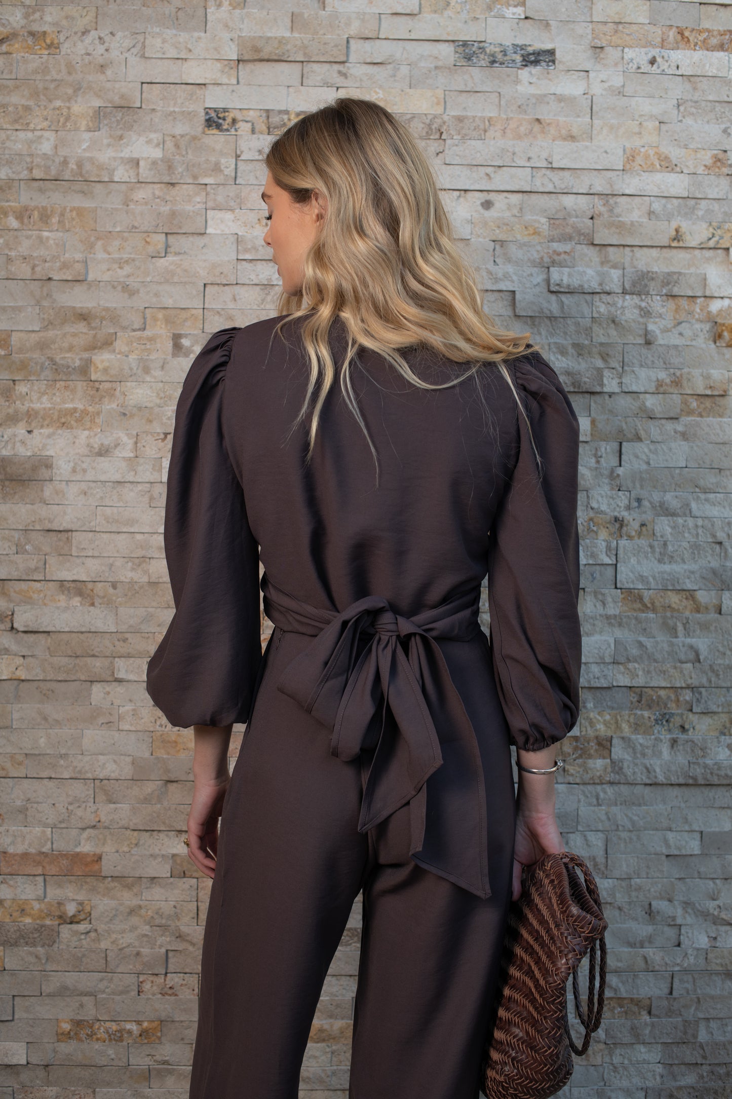 Pantalon Tulum solido Chocolate