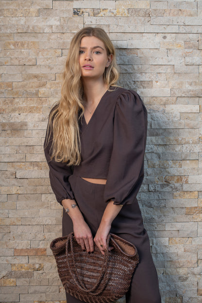 Blusa Mikonos Manga Larga Chocolate