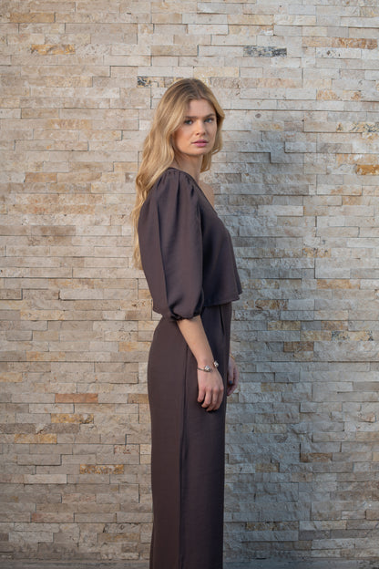 Pantalon Tulum solido Chocolate