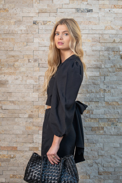 Blusa Mikonos Manga Larga Negra