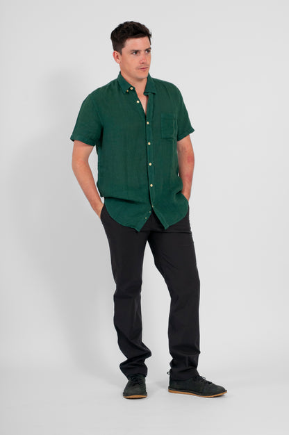 CAMISA BALI MANGA CORTA LINO VERDE