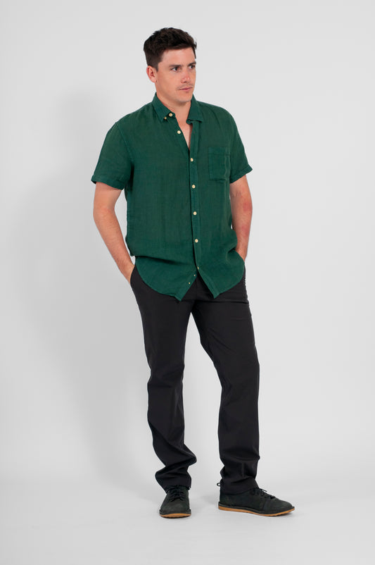CAMISA BALI MANGA CORTA LINO VERDE