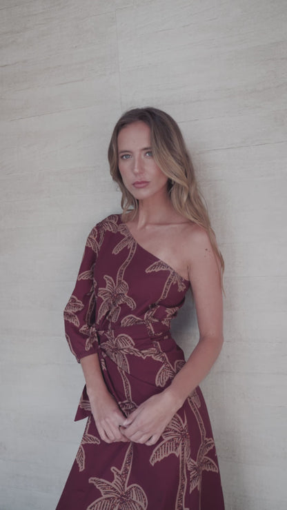 Blusa Mallorca Estampado Burdeo con Café (PREVENTA ENTREGA 15 OCT)